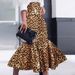 Leopard Print Fishtail Midi Skirt – Elegant Bodycon Skirt With Slimming Ruched Waist For Women (Brown, S-XXL)_ecoleips.com