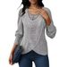 Women's Clothing Autumn Solid Color Lace Stitching Round Neck Women's Long Sleeve T_ecoleips.com