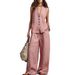 2026 European American Summer Women's Casual Linen Set: Sleeveless Vest + Wide-Leg Pants, Gentle And Elegant_ecoleips.com