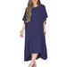 Women's Clothing Women's Summer Style Loose Casual Stitching Solid Color Short Sleeved Cotton And Linen Dress_ecoleips.com
