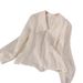 Inspired Bow Blouse - Flowy Chiffon Top With Lace Peter Pan Collar (White/Beige/Black) | Elegant Ruffle Sleeve Feminine Shirt_ecoleips.com