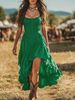 New Music Festival Vacation Dress, Bohemian Dress, Irregular Ruffle Skirt_ecoleips.com