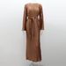 Women's Clothing Muslim Round Neck Lantern Sleeve Robe Elegant And Comfortable Dress_ecoleips.com