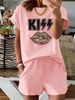 Women’s 2 Piece Outfit Set – Oversized Graphic T-Shirt And Biker Shorts Matching Set, Casual Summer Lounge Tracksuit For Daily Wear-314_ecoleips.com