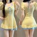 Plus Size One Piece Swimsuit Dress Style Conservative Slimming Cute Japanese Style For Women Student Hot Spring Swimwear_ecoleips.com