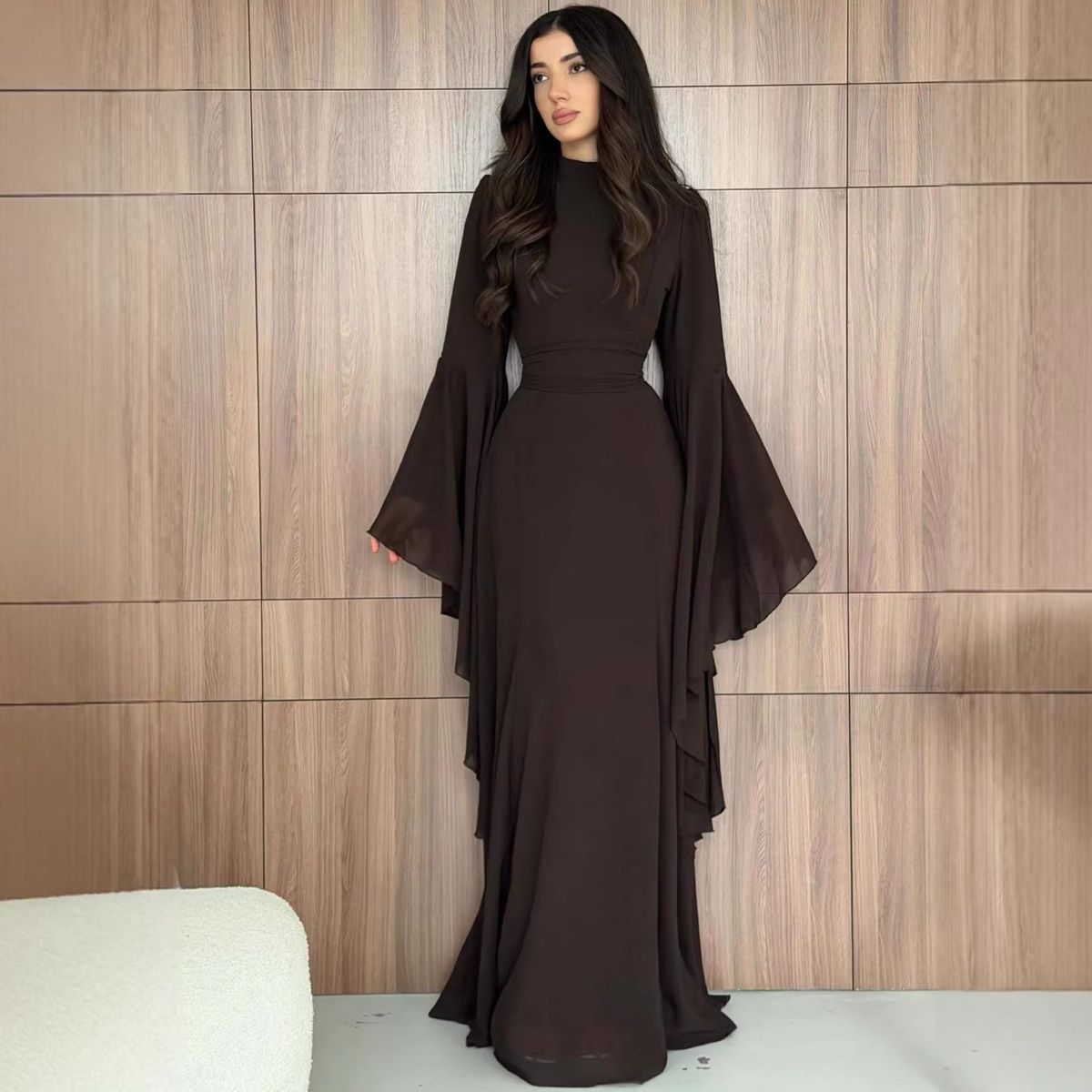 Modest Evening Dress Women's Loose Flared Sleeve Long Dress European American Style_ecoleips.com