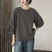 Literary Retro Lantern Sleeve T-shirt Casual Seven-quarter Sleeve Top Women's Clothing 2026 Spring And Summer New Versatile_ecoleips.com