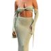 2025 New Beach Skirt Women's Solid Color Floating Flower Knitted Waist Baring Blouse Bikini Swimsuit Sun Protection Suit_ecoleips.com