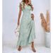 women's spring and summer new V-neck waist long skirt ruffled elegant dress female_ecoleips.com
