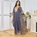 Women's Muslim Robe Fashion Embroidery Beaded Neck Flower Swing Two-piece Dress_ecoleips.com