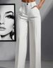Women's Clothing Solid Color Casual Women's High Waisted Pleated Loose Trousers Work Pants Dress Pants_ecoleips.com