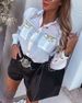 Women's Clothing Heavy Duty Tops All Match Slim Orange Stitching Commuter Casual Shirt_ecoleips.com