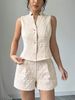 Summer Fashion Casual V Neck Set Women's Irregular Vest Shorts_ecoleips.com