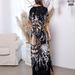 Cross-border Plus-size Muslim Women's Middle Eastern Printed Dress, Short-sleeved Islamic Loose-fitting Long Robe_ecoleips.com