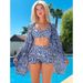 Women's Plus Size Floral Print 3-Piece Swimsuit Set Long Sleeve Rash Guard Swimwear Quick Dry Uv Protection Conservative Design_ecoleips.com