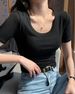 Crew Neck Short-sleeved T-shirt For Women's Summer Outer Wear, Undershirt Inside, Solid Color Comfortable Breathable Top_ecoleips.com