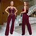 Women's Clothing Fashion Women's Sexy Tube Top Eyelet Metal Button Trousers Suit_ecoleips.com