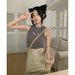 Women's Clothing Black Embroidered Sports Tank Top For Women Short Knitted Sleeveless Outerwear Innerwear Hot Girl Fashion_ecoleips.com