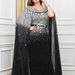 Women's Clothing Gold Embroidery Sexy Cape Swinging Dress_ecoleips.com