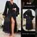 Women's Clothing V Neck Evening Dress Pajamas Women's Long Sleeved Fleece Sequined Bathrobe Homewear_ecoleips.com