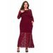 Plus Size Women's Clothing New Lace Fishtail Evening Dress_ecoleips.com