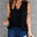 European And American Foreign Trade Solid Color Tank T-shirt Women, 2025 Summer New Style, V-neck Lace Sleeveless Loose_ecoleips.com