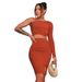 AC374 Autumn/Winter New European And American Cross-Border Women's Clothing Solid Color Knit Asymmetrical Neck Top Long_ecoleips.com