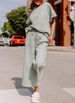 Women's Clothing Autumn New Loose Simple Solid Color Leisure Suit Texture Drawstring Sports Two Piece Suit For Women_ecoleips.com