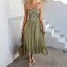 Women's Clothing A Line Skirt Leisure Vacation Style Lace Splicing High Waist Suspender Dress_ecoleips.com