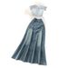 Women's Clothing Suit For Women Summer Design Wood Ear Edge Tube Top Vest High Waist Fishtail Skirt_ecoleips.com