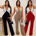 Women's Clothing V Neck Sleeveless Slim Jumpsuit Fashion Women's Casual Sexy Trousers_ecoleips.com