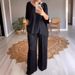 Women's Silky V-Neck Lounge Set Two Piece Outfit for Work Travel Black Burgundy Silver Lavender Blush Khaki_ecoleips.com