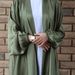Women's Clothing Loriya Casual Cardigan Dress For Women Plus Size With Drawstring Sleeves Muslim Fashion Modest Abaya Dress_ecoleips.com