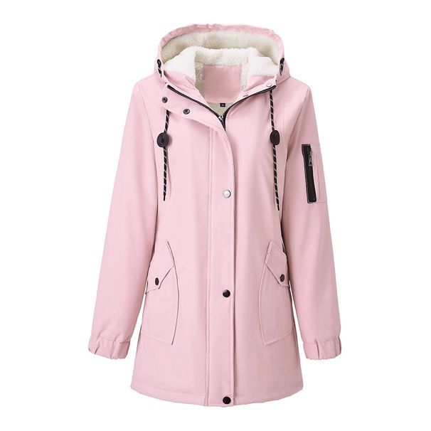 Quilted-Lined Hooded Trench Coat – Warm Longline Parka For Women (S-XXL, Black/Pink/Army Green)_ecoleips.com
