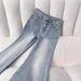 Women's Clothing High-Waisted Washed Flared Jeans Stretchy Slimming Light Colored Flared Pants For Pear Shaped And Petite Figures Spring Style_ecoleips.com
