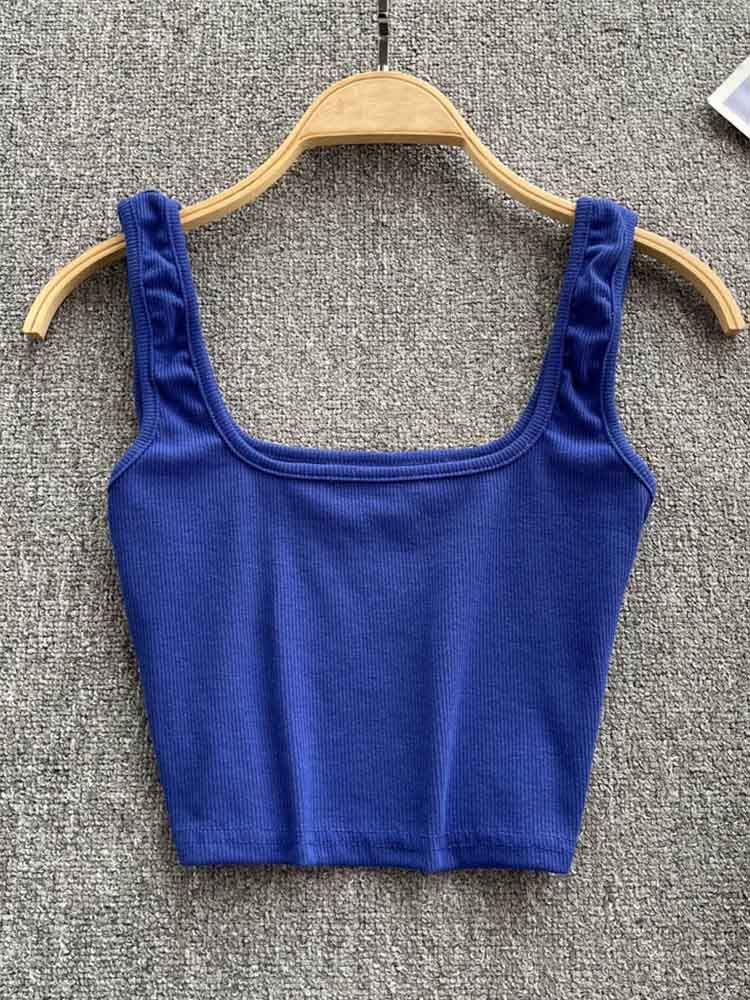 Tank Top Women Sexy Backless Y2k Top Slim Fit Bottoming Blouse Solid Crop Top Sleeveless Camis Mujer_ecoleips.com