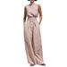 Women's Linen-Blend Sleeveless Top And Wide-Leg Pants Set, Comfortable Summer Lounge Two-Piece Outfit_ecoleips.com