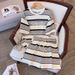 Cross-border Plus-size Clothing, Diamond-embellished, Age-reducing Striped Casual Suit, Women's Summer Loose_ecoleips.com
