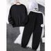 Women's Clothing Leisure Sports Suit Two piece Plus Velvet Sweater Pant Sets_ecoleips.com