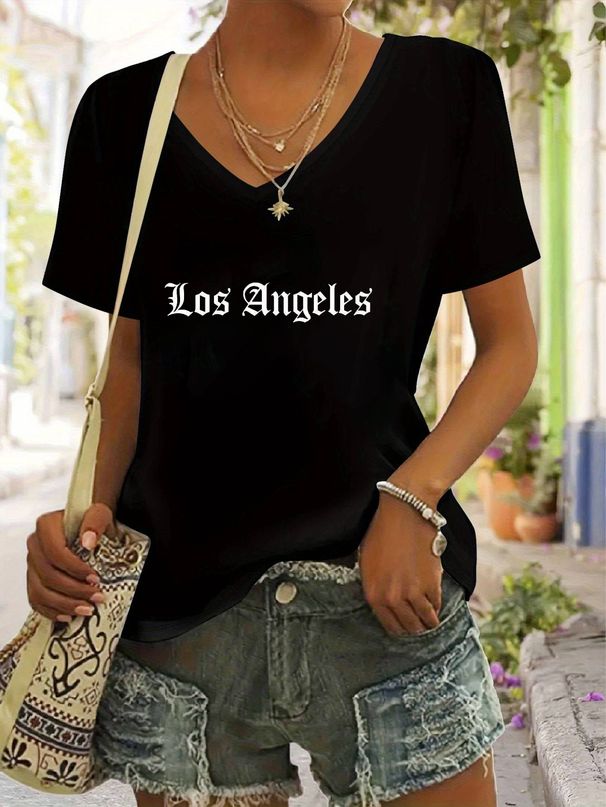 Women's Printed Short-Sleeve Tee - Breathable Round Neck Top For Spring & Summer Style-D_ecoleips.com