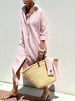 Women's Mid-Length Striped Cardigan Lapel Shirt Dress Casual Elegant American Style Thin Five-Point Sleeve For Spring/Autumn Summer_ecoleips.com