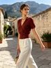 Loose Ribbed Knit Blouse, Breathable Soft Cropped Knitwear_ecoleips.com