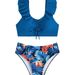 Huludao Women's Sexy Ruffled Two-Piece Swimsuit Style Printed Bikini_ecoleips.com
