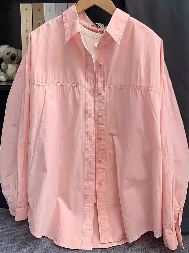 Modest Abaya Dress Women's Pure Cotton Shirt, Spring And Autumn Style, Korean Style, Solid Color, Polo Collar Cardigan, Casual, Loose, Thin, Summer_ecoleips.com