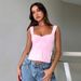 Summer New Style Women's Solid Color Square Neck Suspender Vest Top T-Shirt Backless Pleated European American Cross Border Clothing_ecoleips.com