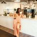 Women's V-Neck Ribbed Two-Piece Set Casual Long Sleeve Top Irregular Hem Pants White Greyish Black Orange Apricot Pink S XXL_ecoleips.com