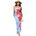Vacation Style, High-end Feeling, Summer Fresh, Contrasting Color, Dyed Print, Slim Fit, Strapless, Slit Long Dress_ecoleips.com