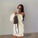 Elegant Backless Knit Sweater For Women - Soft Long Sleeve Loungewear In White & Pink | Comfortable Polyester Fabric | Sweet & Feminine Style_ecoleips.com