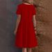 Solid Color Round Neck Short Sleeve Dress For Women Loose Fitting With Pockets Popular Style_ecoleips.com