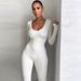 Women's clothing spring and summer new sexy hot girl tight long sleeve high waist solid color sports fitness jumpsuit_ecoleips.com